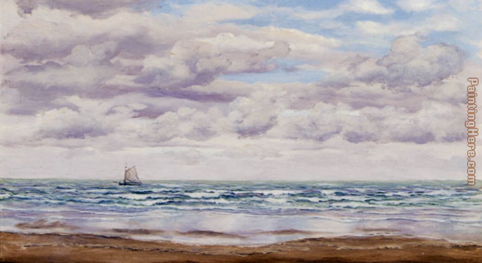John Brett Gathering Clouds, A Fishing Boat Off The Coast